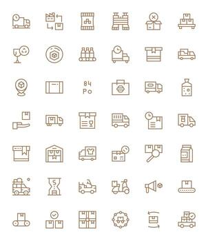 42 Pixel Optimized Regular Line Icons from Shipment Collection vector