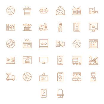 Loading High Resolution Icon Pack with 32 Thin Line Pixel Aligned Elements vector