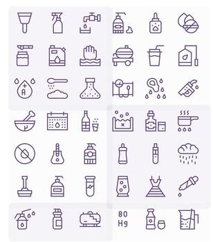 Liquid Icon Set with 42 Regular Line 256x256 Detail Enhanced Graphics vector