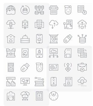 Backup Professional Set with 40 Thin Line Detail Enhanced 64x64 Icons vector