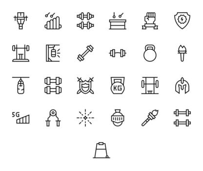25 Icons inspired by Strength in Display Perfect 128x128 Regular Line quality vector