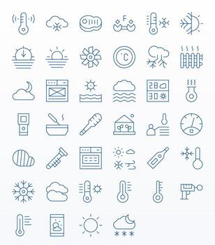 40 64x64 Icons for Temperature in Editable Thin Line Format vector