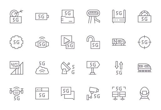 HighSpeed Essential Set including 24 Pixel Optimized Thin Line 128x128 Icons vector