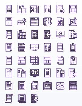 Spreadsheet Scalable Set featuring 45 Grid Fitted Bold Line 128x128 Icons vector