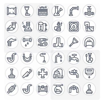 negrita línea píxel alineado íconos desde tubo conjunto con 36 256x256 íconos vector