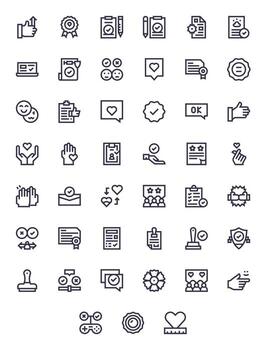 Approval Pixel Optimized Set with 45 256x256 Bold Line Icons vector