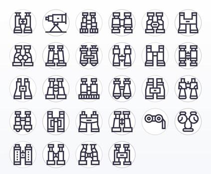 28 Bold Line Editable Icons for Spotting Scope Graphics vector