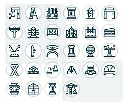 28 Icons inspired by Support Structure in Pixel Optimized 128x128 Bold Line quality vector