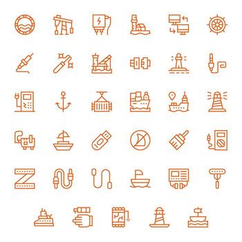 35 High Resolution Regular Line Icons optimized for Port Detail Enhanced display vector