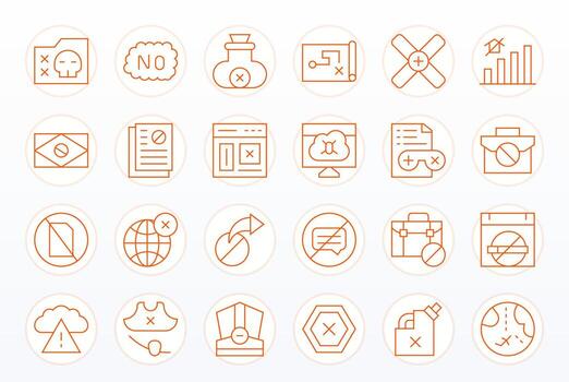 Unavailable Complete Package with 24 High Resolution Thin Line Pixel Aligned Icons vector
