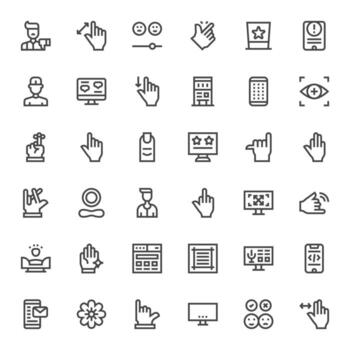 36 alto resolución negrita línea íconos optimizado para ux píxel Perfecto monitor vector