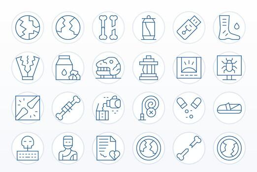 24 Icons for Broken featuring 64x64 Pixel Optimized Thin Line Graphics vector