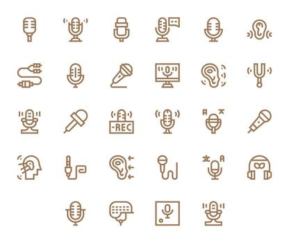 28 256x256 Pixel Aligned Icons for Audio Input in Bold Line Theme vector