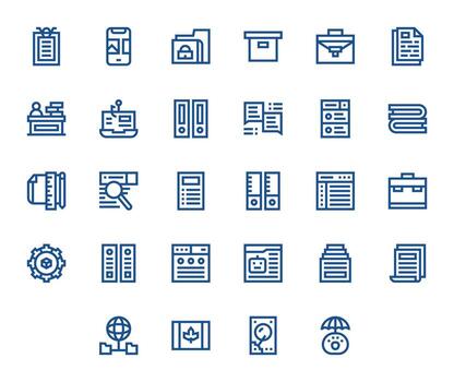 Files Icon Set with 28 Bold Line 256x256 Grid Fitted Graphics vector