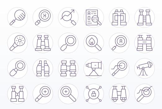 24 64 x 64 Delgado línea píxel alineado íconos para aumentador proyectos vector