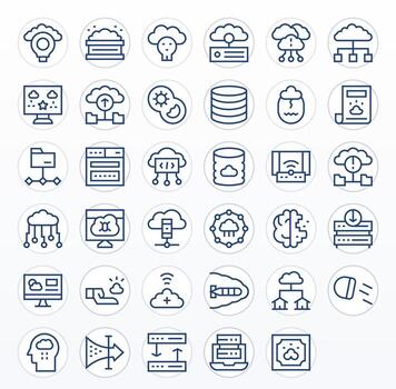 nube informática último paquete con 35 alto resolución regular línea píxel optimizado íconos vector