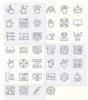 40 Thin Line Icons from Interface in 128x128 Grid Fitted Quality vector