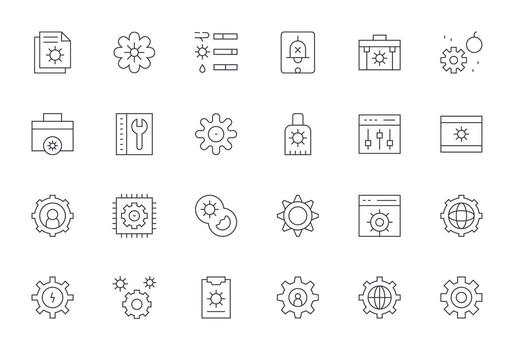 Thin Line Display Perfect Icons from System Settings Set with 24 64x64 Icons vector