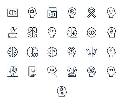 Mental Icon Toolkit featuring 25 Display Perfect High Resolution Regular Line elements vector