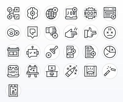 Regular Line Editable Icons from Fail Set with 25 64x64 Icons vector