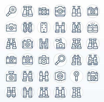 Viewfinder 128x128 Icon Pack with 35 Regular Line Pixel Optimized Elements vector