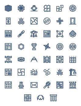 Framework Visual Pack containing 45 Bold Line Pixel Aligned Icons vector