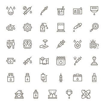 35 256x256 íconos para fluido en monitor Perfecto regular línea formato vector