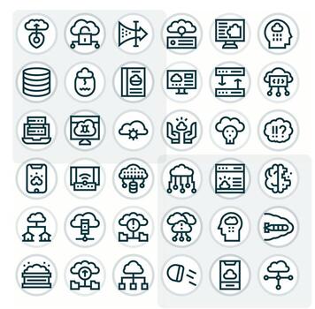 nube informática icono conjunto con 36 negrita línea 64 x 64 píxel Perfecto gráficos vector