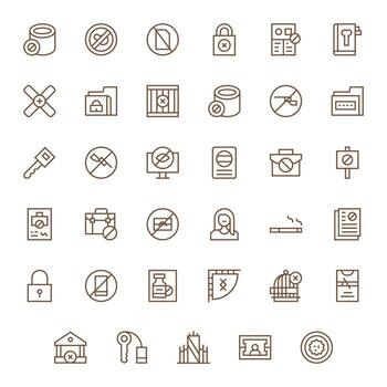 35 Pixel Optimized Regular Line Icons from Restricted Access Collection vector