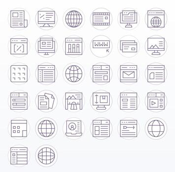 32 Thin Line Grid Fitted Icons crafted for Web Page Retina Ready applications vector