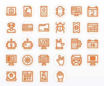 28 128x128 Bold Line Icons optimized for Program Grid Fitted display vector