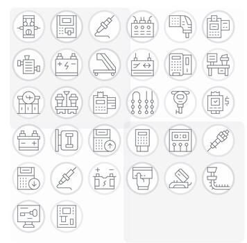 Terminal Exclusive Set featuring 32 Thin Line Grid Fitted High Resolution Icons vector