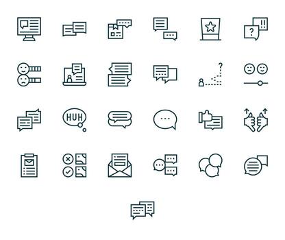 Feedback Form Icon Set with 25 Regular Line 64x64 PIXEL Perfect Graphics vector
