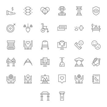 32 Grid Fitted 256x256 Icons for Support in elegant Thin Line design vector
