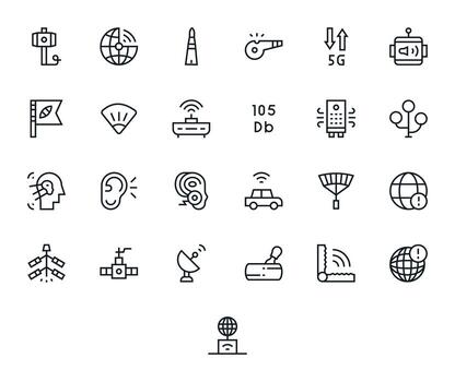 señal profesional conjunto con 25 regular línea editable 128x128 íconos vector