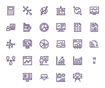 Graph Icon Set with 28 Bold Line Retina Ready Editable Graphics vector