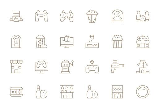 24 Thin Line Editable Icons crafted for Arcade High Resolution applications vector