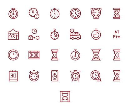 25 256x256 Regular Line Grid Fitted Icons for Countdown Projects vector