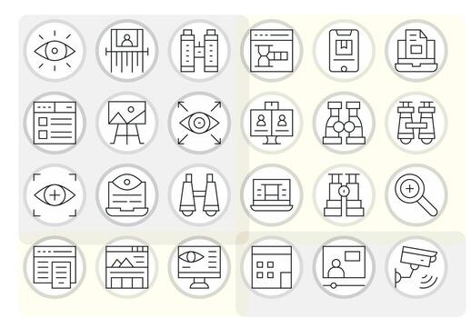 24 256x256 Editable Icons for View in Thin Line Theme vector