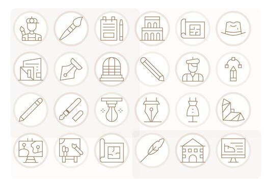 bosquejo icono colección presentando 24 editable alto resolución Delgado línea diseños vector