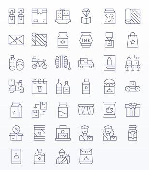 Thin Line Style Package Icons with 40 256x256 Display Perfect Designs vector