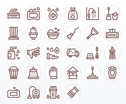 28 Bold Line Pixel Optimized Icons for Sanitation Graphics vector