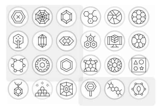 24 Thin Line Pixel Aligned Icons crafted for Hexagon High Resolution applications vector
