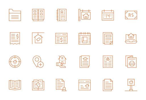 24 Icons for Listing featuring Retina Ready Pixel Optimized Thin Line Graphics vector