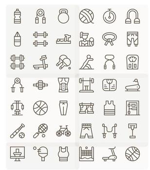 42 High Resolution Display Perfect Icons for Exercise in Regular Line Theme vector