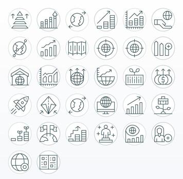 32 Icons for Expansion featuring 256x256 Editable Thin Line Graphics vector