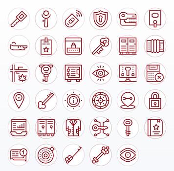 Key Icon Toolkit featuring 35 Editable High Resolution Regular Line elements vector
