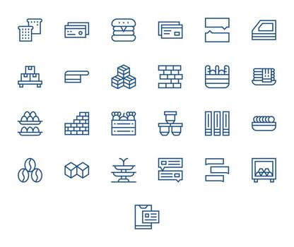 Stacked Graphics Pack including 25 Regular Line 128x128 Grid Fitted Icons vector