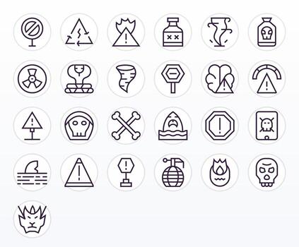 Danger Sign Modern Collection with 25 Regular Line High Resolution Display Perfect Icons vector