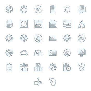 Workflow Professional Set with 32 Thin Line PIXEL Perfect 128x128 Icons vector